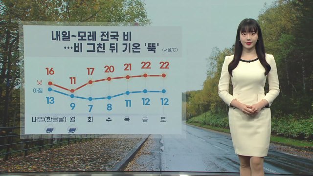 [날씨] 내일 전국 비... 비 그친 뒤 기온 '뚝' / YTN