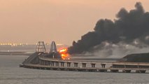 Ukraine war: Key bridge linking Russia to Crimea partially destroyed after explosion