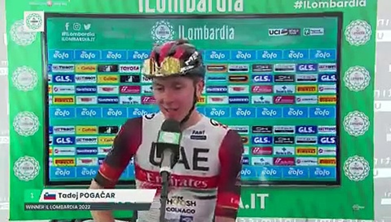 Tour de Lombardie 2022 - Tadej Pogacar :  "It's really amazing to come back and repeat the victory. This victory makes it an almost perfect 2022 season for me"