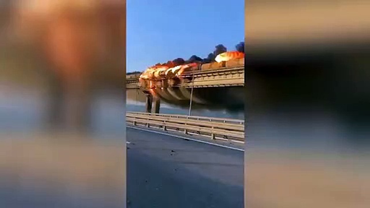 Key bridge linking Crimea to Russia is on fire after explosion