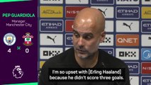 Guardiola 'upset' with Haaland for not scoring another hat-trick