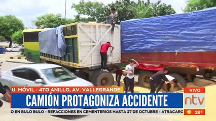 Camión protagoniza accidente  la calle Vallegrande