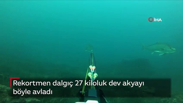 Rekortmen dalgıç Müjdat Turan, 27 kiloluk dev akyayı böyle avladı