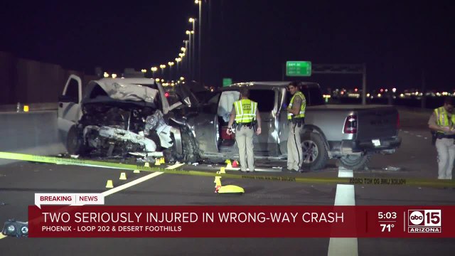 Two men hurt in wrong way crash on Loop 202 near Desert Foothills
