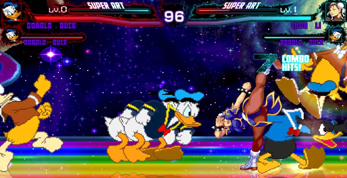 Donald Duck Clones vs Ella - Cammy - Chun li - Ken - Kung Fu Man (Street Fighter 2)