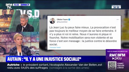 Tweet de Jean-Luc Mélenchon: "À aucun moment nous n'appelons à être violent", affirme Clémentine Autain