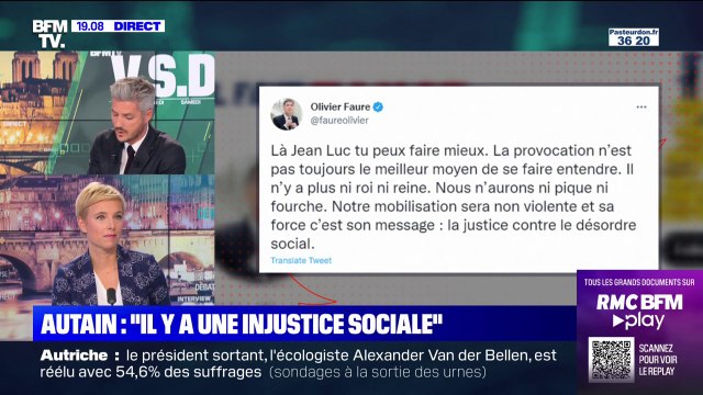 Tweet de Jean-Luc Mélenchon: À aucun moment nous n'appelons à être violent , affirme Clémentine Autain