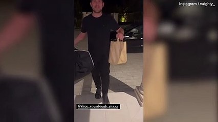 Mark Wright films first pizza delivery at his new house