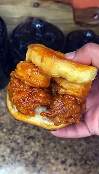 Honey Hot Chicken & Shrimp Biscuit Everyday Cooking Recipes #EverydayCookingRecipes