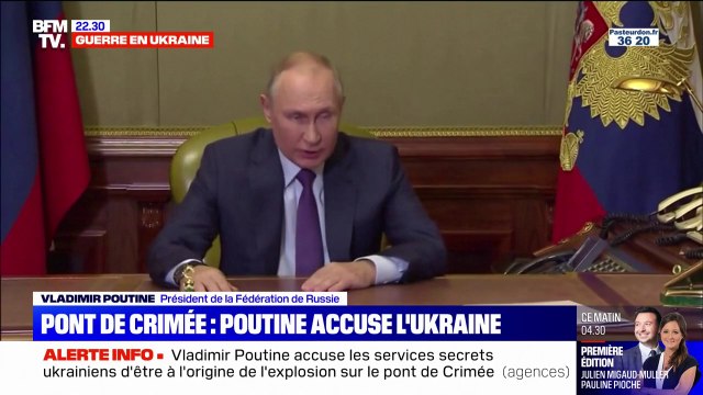 Explosion sur le pont de Crimée: Vladimir Poutine sort du silence et accuse les services spéciaux ukrainiens d'acte de terrorisme