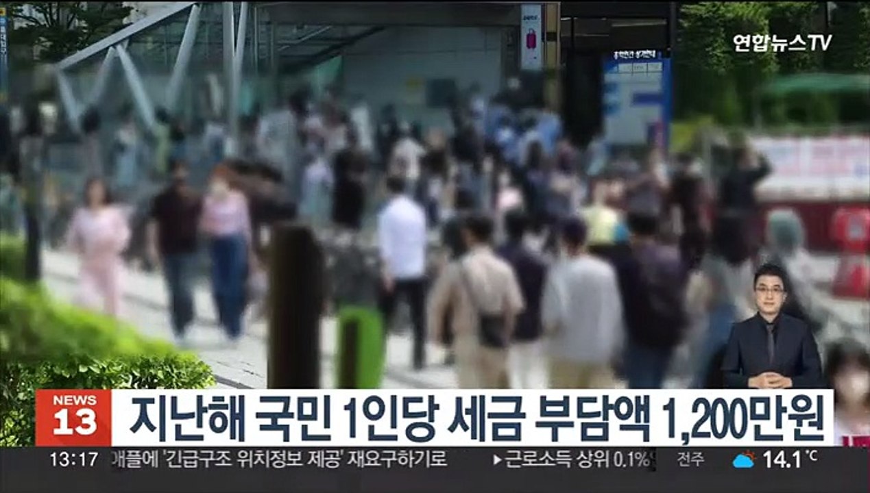 지난해 국민 1인당 세금 부담액 1,200만원