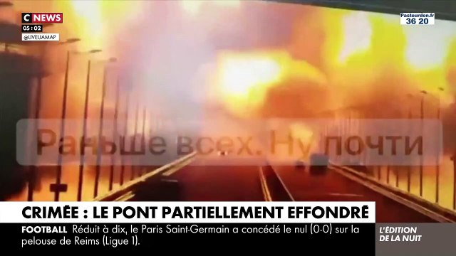 Ukraine : Le pont de Crimée a été détruit partiellement ce week-end par une très forte explosion