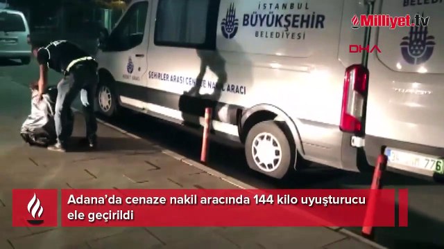 Adana'da 'İBB cenaze nakil aracı' ibareli minibüsten 144 kilo esrar çıktı