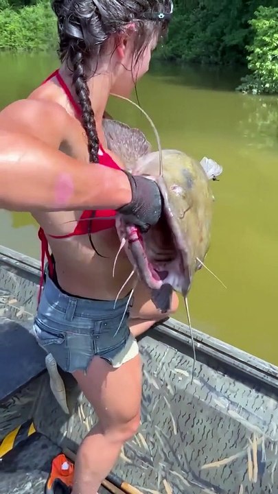 Catfish Noodling- Hannah Catches 3 HUGE Catfish in One Day!