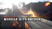 CCTV Footage - Bridge In Ukraine Blows Up In Missile Attack