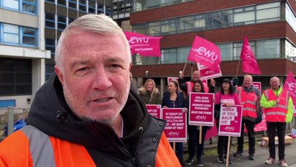 CWU workers on strike outside BT Preston