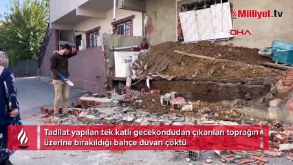 Ümraniye’de bahçe duvarı çöktü