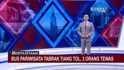 Diduga Sopir Mengantuk, Bus Pariwisata Tabrak Tiang Tol & Tewaskan 3 Orang Penumpang