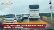 La extensa cola de vehículos va desde Puerto Iguazú a Foz do Iguaçu