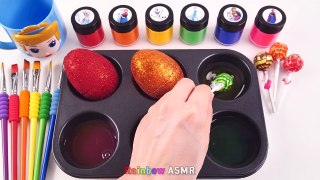 Satisfying Video l How To Make  Rainbow Glitter EGGs FROM Frozen Painted AND Ball Cutting ASMR  #101