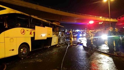 Ankara haberi | Ankara'da seyir halindeki yolcu otobüsü alev alev yandı