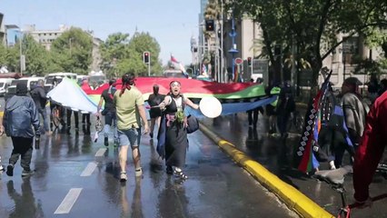 Manifestantes indígenas chocan con policía en manifestación en Chile
