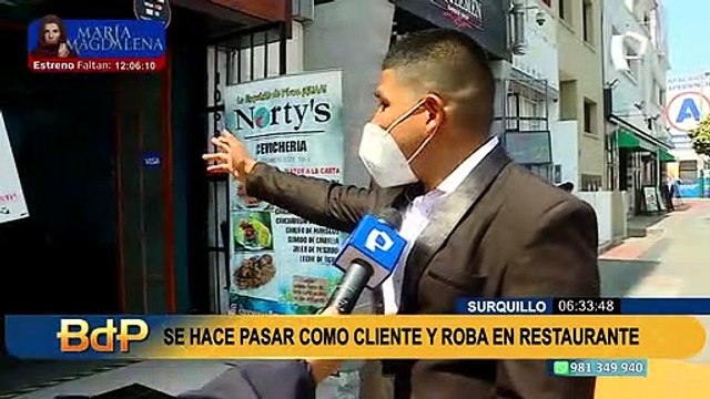 Surquillo: delincuente observa el menú que va a pedir y aprovecha para robar en cevichería