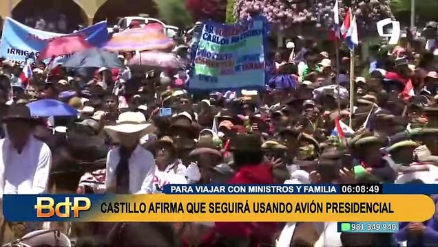 Pedro Castillo afirma que seguirá usando avión presidencial para viajar con ministros y familiares