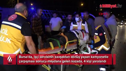 Bursa'da işçi servisi ile kamyonet çarpıştı: 4 yaralı