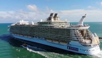 Drone video of Royal Caribbean's Allure of the Seas and Navigator of the Seas leaving PortMiami.
