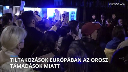 Több európai fővárosban is tiltakoztak az orosz bombázások ellen