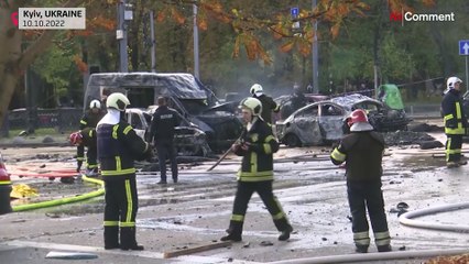 تصاویری از حمله موشکی و پهپادی روسیه به کی‌یف؛ ساختمان‌ها و خودروهای آسیب دیده