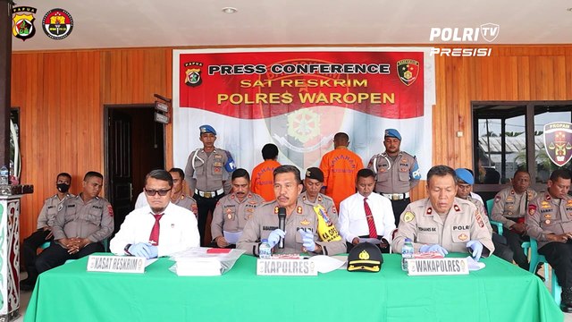 Polres Waropen Gelar Konferensi Pers Tahap II Perkara Korupsi Pembangunan Asrama Putra Mahasiswa Waropen