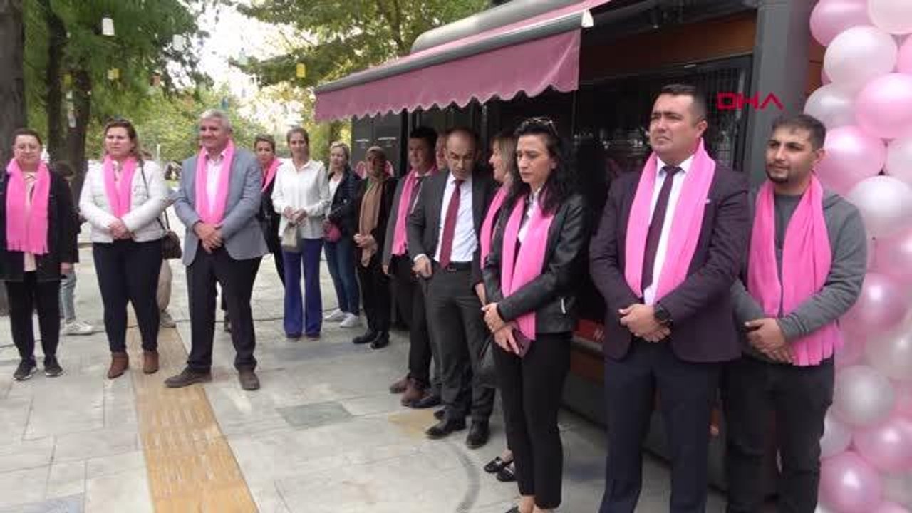 MEME KANSERİNE KARŞI FARKINDALIK İÇİN YAYA GEÇİDİ PEMBEYE BOYANDI