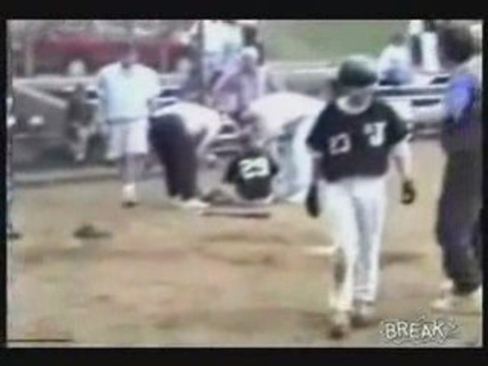 Catcher Drills Batter With Ball