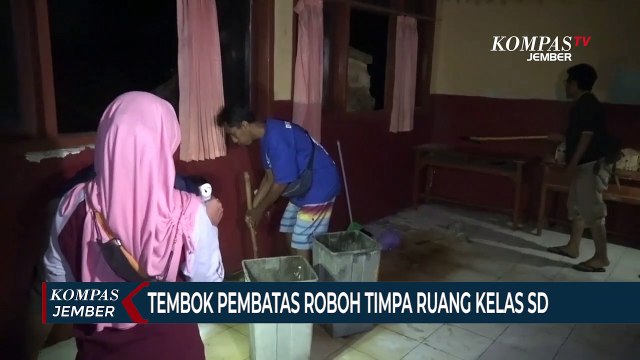 Tembok Pembatas Roboh Timpa Ruang Kelas SD Jember Lor 05