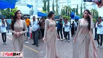 Nora Fatehi transparent Saree में दिखीं खूबसूरत, Jhalak Dikhla jaa के Set पर हुई Spot | FilmiBeat