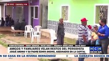 ¡Dolor y consternación! En Cedros velan al periodista Edwin Andino y su papá, asesinados en la capital