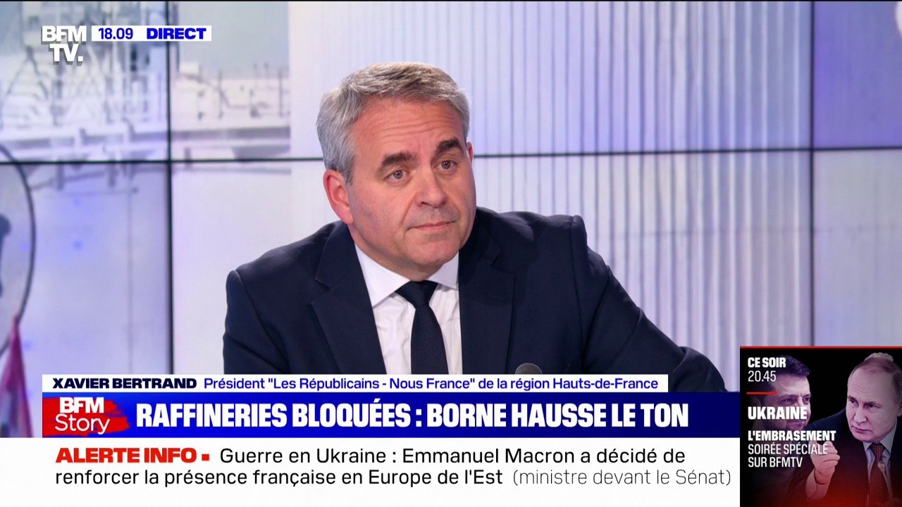 Crise des carburants: "Il faut réquisitionner les salariés de Total qui bloquent les raffineries et les dépôts", propose Xavier Bertrand