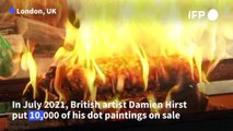 Artist Damien Hirst burns thousands of his artworks after selling them as NFTs
