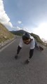 Skater Rolls Off Road While Skateboarding Through Turnaround