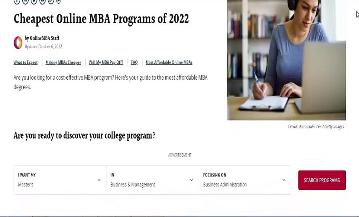 affordable online mba programs
