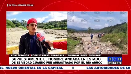 Download Video: ¡Impactante! En vano luchan por rescatar a sujeto arrastrado por caudaloso río en Copán (VIDEO)