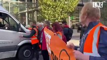 Moment furious white van man ploughs through eco-zealots