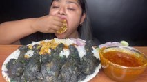 BLACK CHICKEN CURRY -- WITH BASMATI RICE AND GRAVY_ SALAD _ BIG BITES MUKBANG _ FOOD EATING VIDEOS