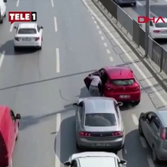 D-100 Karayolu'nda trafiği durdurup kediyi kurtardı