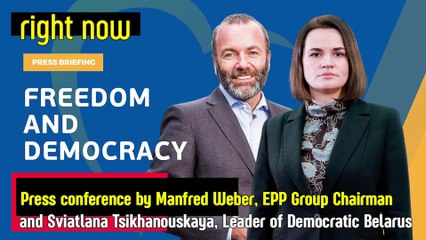 Live - Press briefing by Sviatlana Tsikhanouskaya and Manfred Weber.