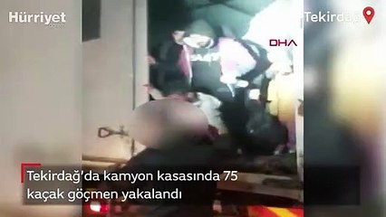 Tekirdağ'da kamyon kasasında 75 kaçak göçmen yakalandı