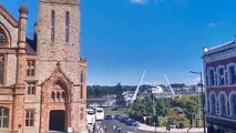 The Guildhall and Peace Bridge from the Derry Walls