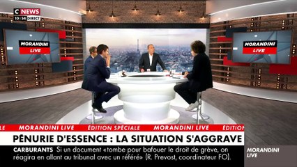 Accrochage entre le représentant de la majorité et Jean-Marc Morandini quand il affirme "qu'il n'y a pas de pénurie d'essence en France"